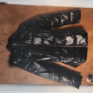 Hooded Shinny Black Jacket